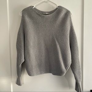 One Hart Grey Knit Sweater with slit shoulders & sleeves